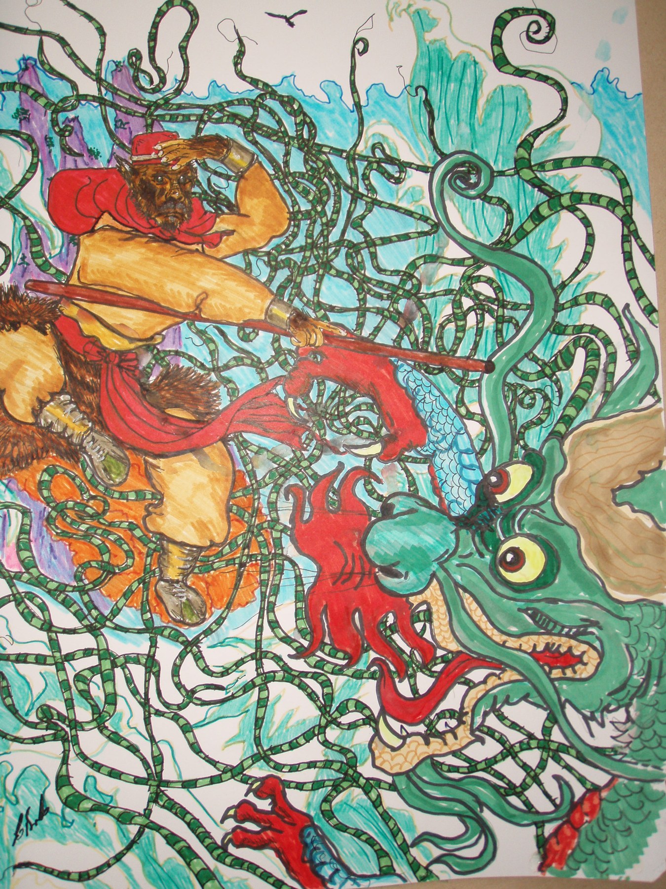 Colourful underwater illustration with sea creatures