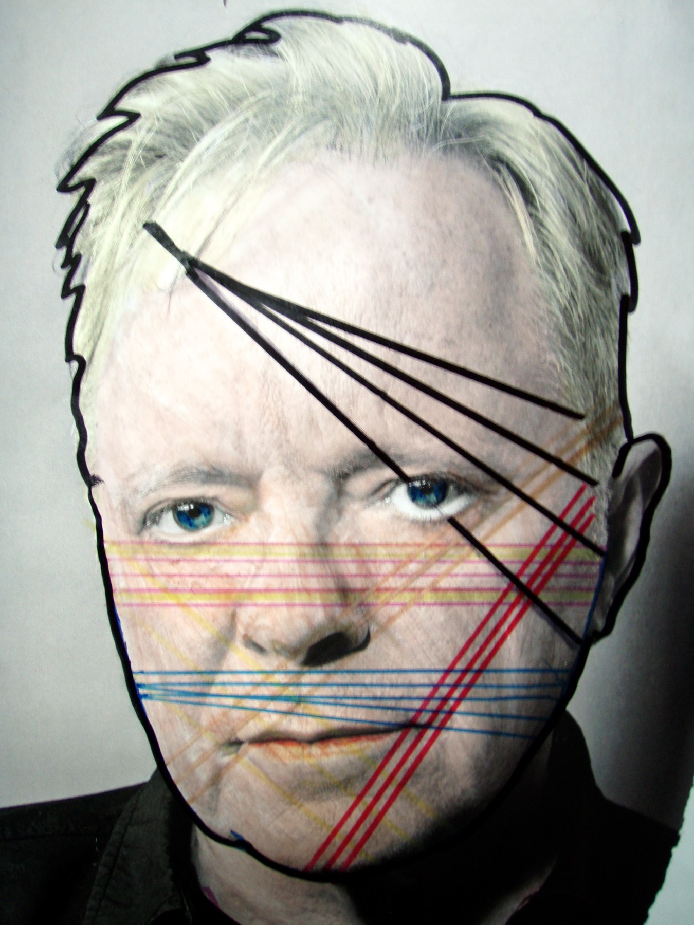 Male portrait overlaid with geometric lines
