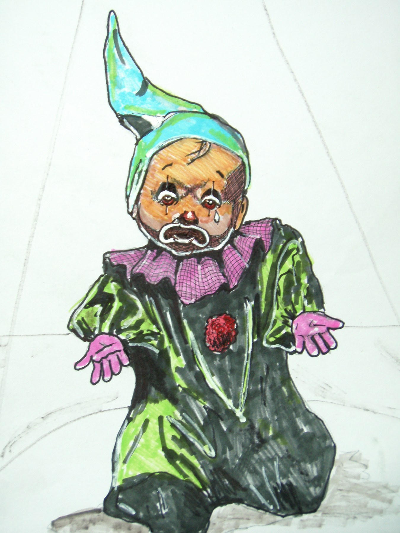Colourful jester character illustration