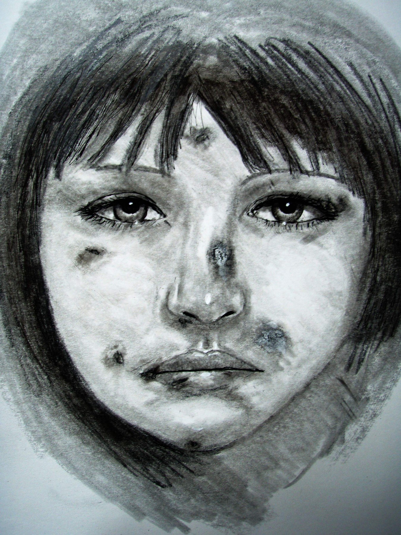Pencil portrait of a young girl