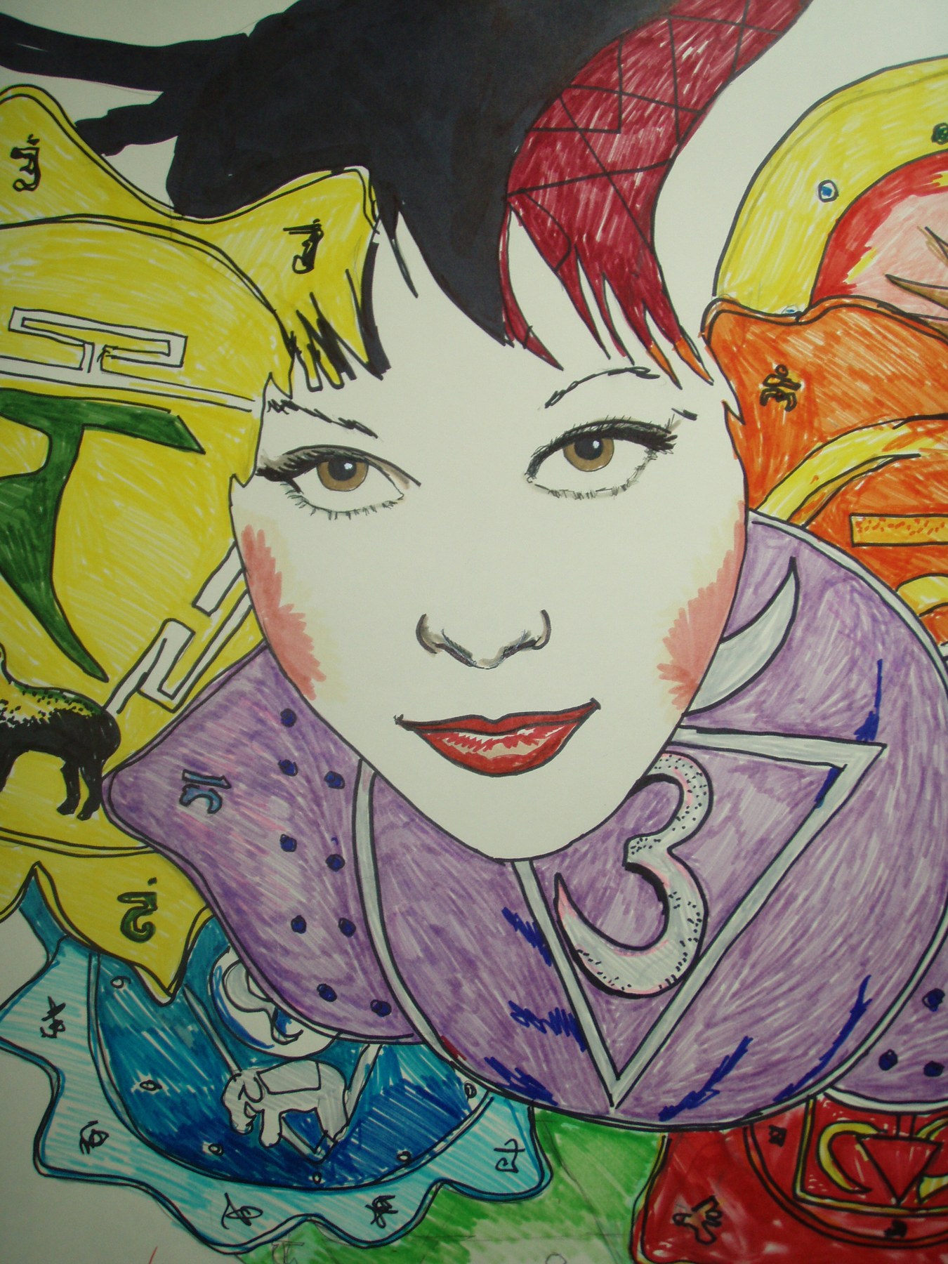 Colourful comic character portrait