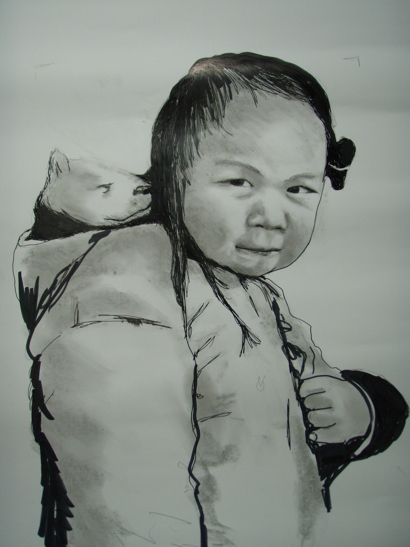 Pencil portrait of a young child