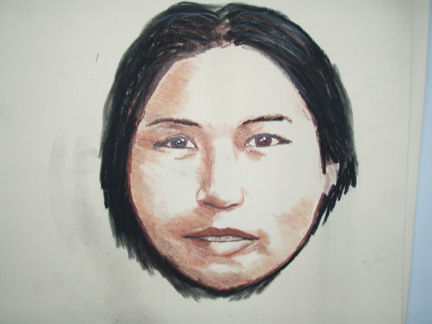 Painted portrait of a woman with dark hair